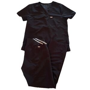 FIGS Black Scrub Set Large Catarina Top/Large Livingston Bottoms Pants Women’s